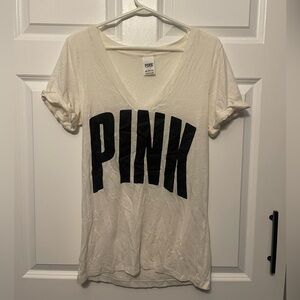 White Large Women’s Short Sleeve T-Shirt PINK